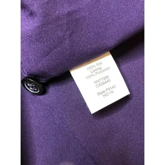 Madewell Womens 100% Silk Cold Shoulder Shift Short Dress Tunic Purple Lined 0 - Picture 8 of 8